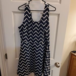 Mid length Chevron blue and white dress